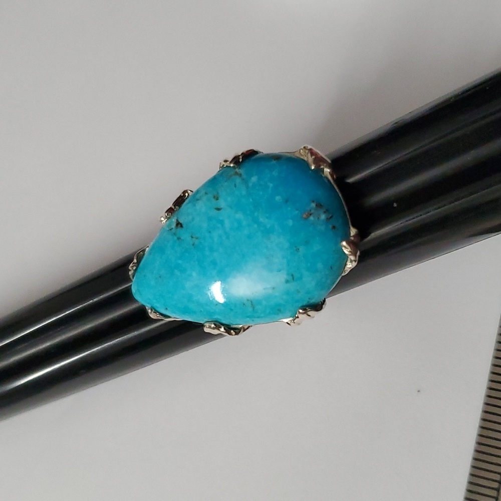 Sterling Silver 925 Turquoise Pearl Gothic Claw Ring